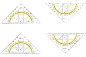KZTHA 4 Stück Geodreieck aus Kunststoff, 16 cm, bruchsicher und transparent (A)