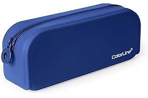 PRACTICOFFICE Colorline 58111 - Portatodo de Silicona con Tacto Ultra Soft de Alta Resistencia, Estuche Multiuso para Viaje, Material Escolar, Neceser y Accesorios. Color Azul Oscuro, Medidas 18 x 7 x 5 cm