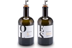 Lifestyle Lover Öl und Essig Set Apothekerflasche Glas antikgrün Olivenöl mit Ausgießer aus Edelstahl für Öl & Essig (2er Pack ÖL und ESSIG 500ml)