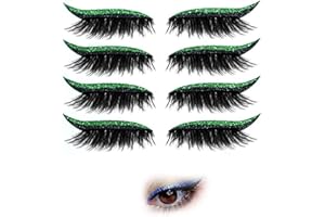 HADAVAKA 4 Paia Di Adesivi Per Eyeliner, Adesivi Per Ciglia, Adesivi Glitterati Per Eyeliner, Adesivi Autoadesivi Riutilizzabili Per Eyeliner E Ciglia Con Glitter, Per Festa Di Matrimonio (Green)