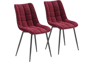 WOLTU Pack de 2 Sillas de Comedor Asiento de Terciopelo Estructura Metálica con Respaldo Burdeos BH142bd-2