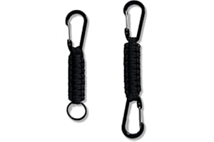 UBRAVE Paracord Keyring Braided, Paracord Keychain with Carabiner for Camping for Car Keys, Backpack, Tools, Camping, Hiking Tools, Keys,Fishing, Dog Leash, Men,Women (1PC Black Hook+1PC Black Ring)