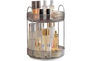CESTATIVO Make Up Organizer, 360° Drehbar Kosmetik Organizer, Beauty Organizer, Hautpflege Organizer für Badezimmer (2 Schichten, Grau)