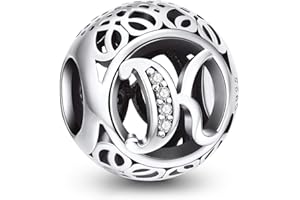 NINGAN A-Z 26 Abalorios Charms Colgantes de Alfabeto Cuentas Plata de Ley 925 con Circonita cúbica Transparente Compatible con Pulsera Europeo, Charms de Letra para Mujer Niña