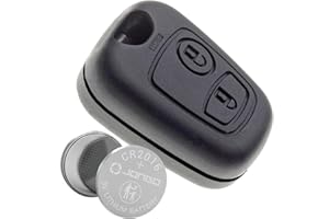 Jongo® Coque de Clef 2 Boutons pour Peugeot 106, 206, 206+, 206 Sedan | Pile CR2016 Incluse | sans Lame | Boitier Télécommande Plip | Remplacement Économique du Boitier Abîmé