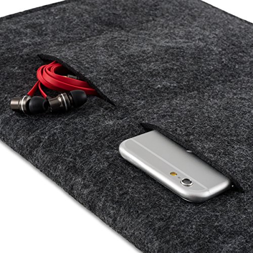 kwmobile Tablettasche Filz Sleeve für 9,7 – 10,1″ Tablet – Tablet Schutzhülle Tasche Case Hülle in Dunkelgrau mit Innentaschen Innenmaße: ca. 28,0 x 20,0 cm - 4
