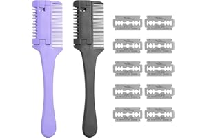 RUCUDIM Maszynka do strzyżenia włosów, grzebień, nóż do cieniowania, narzędzie do strzyżenia włosów, dwustronny trymer z 10 zapasowymi ostrzami do strzyżenia włosów dla dorosłych i dzieci (2 sztuki)