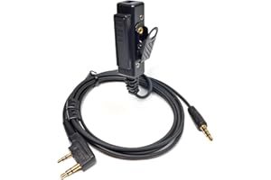 UAYESOK Radio Earpiece Adatper, 2 Pin Kenwood to 3.5mm AUX Audio Interface Cable, Walkie Talkies Headset Adapter with PTT for Baofeng Kenwood TYT Wouxun Quansheng 2 Way Radio for Electronic Earmuffs