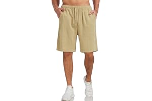 Zetieny Uomo Sportivi Pantaloncini Lino Pantaloncini Estivi Leggero Fitness Workout Shorts Pantaloni Casual da Uomo con Coulisse e Tasche