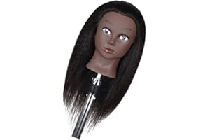 WUUISDNX Effiziente Haarstyling Übungspuppenkopf Schaufensterpuppe mit sicherer Klemme, 16 Zoll schwarze Haut