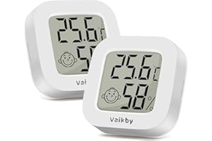 Vaikby Mini Digital Thermometer Hygrometer innen 2 Stück, raumthermometer zimmerthermometer temperatur und luftfeuchtigkeitsmesser, Hochgenauer temperatursensor für Gewächshausautos, Home, Office