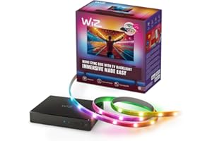 WiZ HDMI Sync Box con retroilluminazione TV, sincronizza la luce con film, giochi e musica, HDMI 2.0, Striscia LED RGBIC per TV da 75-85 pollici, controllo con App, compatibile con Google e Alexa