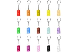 KRISFD Portachiavi giocattolo 15 Pezzi Blocco di costruzione portachiavi Portachiavi a Blocchi di Costruzione Blocco portachiavi Portachiavi a forma di mattoncini per Decorazioni, Regali, Premi