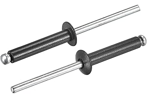 sourcing map Ciegos Remaches, 4mm x 20mm Aluminio Abierto Extremo Plano Redonda Cabeza Remache para Unión Metal Placa, Negro 25uds