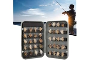 SALUTUYA Kit Mouches de Pêche 40 Pièces avec Leurres Artificiels à Épines Triangulaires, Accessoires pour Insectes et Appâts en Bateau Océanique