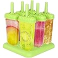 ECVV Popsicle Molds Ice Moulds, Ice Lollipop Popsicle Moulds, 6 Ice Moulds Set, Popsicle Moulds with Sticks and Drip Guard, Popsicle Mold Reusable Easy Release Ice Pop Maker|Random Color|