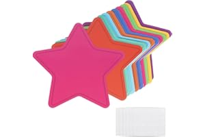 sourcing map 72 Pcs Star Cutouts, 3.3 x 3.5 Inch Star Shaped Paper Cards for DIY Projects, Red, Orange, Yellow, Green, Cyan, Blue, Dark Blue, Purple, Dark Pink