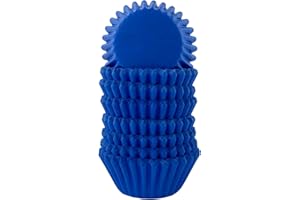 Miss Bakery's House® Mini moules à muffins - papier - Ø 32 mm x 20 mm - bleu - 200 pièces - pâtisserie - confiserie - caissettes pour cupcakes et sucreries - petits fours