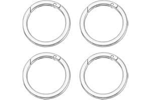PATIKIL Spring O Rings, 4Pcs 1.6 Inch Metal Round Clips Flat Trigger Keyrings Snap Buckle Clasps for Keychains Bags Purses Straps Dog Leashes DIY Crafts, Silver-White 41mm