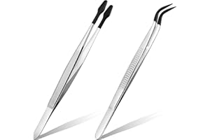 LotCow 2 Pcs Rubber Tipped Tweezers PVC Silicone Flat And Bent Tips Tweezers for tweezers for CraftingLab Industrial Jewelry Hobby Craft Tweezer Tools