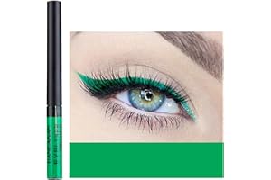 RENHUANGFUXI Coloured Eyeliner, Matte Liquid Green Eyeliner Long-Lasting Waterproof Liquid Eye Liner, Highly-Pigmented Colourful Eye Liner for Eye Makeup Tools, Black, White, Purple, Brown(Only Green)