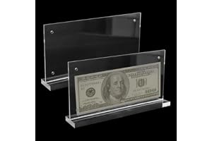 Keboyoe 2 st transparent akryl fotoram magnetisk sedelställ displayställ skrivbordsskydd för fotopapper och sedlar (10 x 20 cm)
