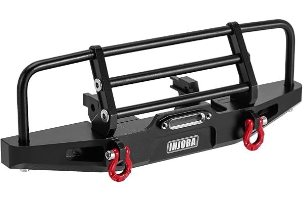 INJORA Pare-Chocs Avant- Pare-Chocs en Aluminium CNC avec Éclairage pour 1/18 RC Crawler TRX4M Defender Upgrade