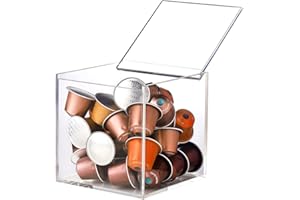 Porta Capsule Caffè,Tianher Dispenser per Capsule in Acrilico Trasparente Scatola Portaoggetti da Scrivania Antipolvere con Coperchio Adatto per Conservare Capsule di Caffè Spugne Trucco Rossetti