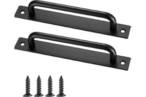 Aoyfuwell 2 Pcs Sliding Door Handles, Black Door Pull Handles, Pull Push Gate Handles for Wooden Gates Shed Barn Garage Door Cabinet Cupboard Handles(5.83 x 1 inch)