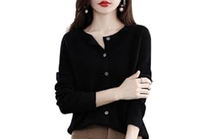 JEEEUN Women's Cashmere Cardigan Sweater, Cashmere Button Front Long Sleeve Cardigan Soft Warm Knit Elastic Jumpers