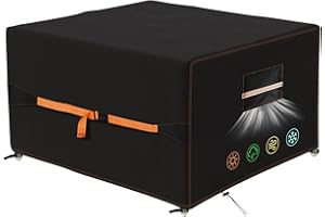 QLSXLB Funda Mesa Exterior Impermeable, Tela Oxford 420D Funda para Muebles de Jardín 135x135x75cm, Funda Protectora Muebles Jardin con Salidas de Aire Resistente al Viento, Anti-UV, Antipolvo Negro