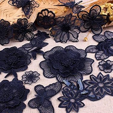 10 stuks kant, organza, borduurwerk, bloemen, applicatie, patches om op