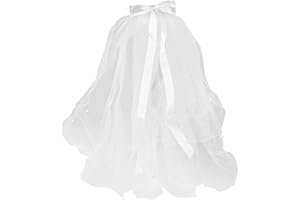 Lurrose Girls First Communion Veil Two Layers Lace Veil Flower Girl Veil Headband Flower Wreath Wedding Hair Accessories for Girl(White)