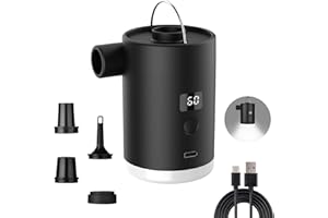 TIAZHAN Pompa Ad Aria Elettrica, 4000mah Pompa Elettrica Per Materasso Gonfiabile Con 4 Ugelli, Gonfiatore Sgonfiatore, Illuminazione Usb Ricaricabile, Per Il Campeggio All'aperto,Materasso Ad Aria