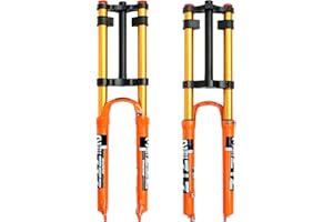 splumzer Bicycle Suspension Fork 26/27.5/29" for Mountain Bike DH Air Double Shoulder Downhill Abseiling Shock Absorber Straight Tube Ultralight Bicycle Shock Absorber Rebound Adjustment