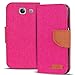 Produktbild Verco Galaxy A5 Hülle, Schutzhülle für Samsung Galaxy A5 2016 Tasche Denim Textil Book Case Flip Case - Klapphülle Pink