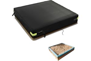 UQXSTAR Sandkasten Abdeckung 600D Oxford-Stoff PVC-Beschichtung Wasserdicht Regenfest Anti UV Sandkastenabdeckung GardenMöbel Sandkästen Abdeckplane Mit Kordelzug und Schnappband (Schwarz, 185x185x20cm)