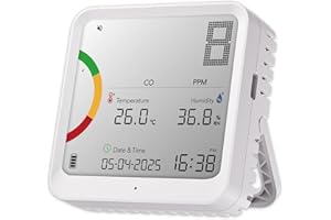 CHNADKS Carbon Monoxide Detector, CO Detector with CO Display, Alarm Function, Temperature & Humidity Display, Portable for Home & Indoor Use