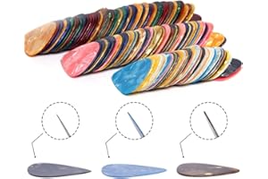 Augshy 150 Piezas Púas para Guitarra, Puas Guitarra, Puas de Guitarra Electrica con 3 Grosores Diferentes 0,46 mm / 0,71 mm / 0,96 mm para Guitarras Eléctricas, Clásica, Acústicas, Bajo o Ukelele