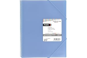 Grafoplas | Carpeta Fundas Plastico a4 | Azul Claro | 20 Fundas Transparentes Polipropileno Extra | Espiral PVC | Maxiplás Multiline | Perfecta para Archivar Documentos y Apuntes