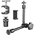 ZTOWOTO 10 inch Magic Arm with Super Crab Clamp, Adjustable Magic Arm with 1/4"-3/8" Threaded for Monitor/Webcam/Light/Microphone