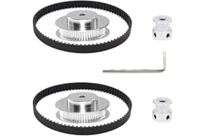 Befenybay 2Kit 2GT Synchronrad 20 & 60 Zähne 5mm Bohrung Aluminium Zahnscheibe mit 2 Stück Länge 200mm Breite 6mm Riemen (20-60T-5B-6)