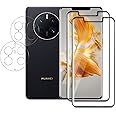 [2+2 Pezzi] Pellicola Vetro Temperato per Huawei Mate 50 Pro + Pellicola Fotocamera, Curvo 3D Protettiva Vetro [Temperato Dur
