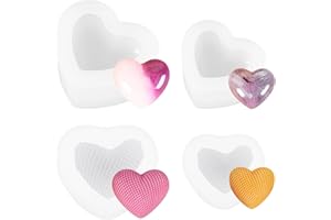 Suuwwn Silikonform Herzen, 4 Stück Herzform Kerzenform Seifenform3D Diamant Liebe Epoxidharz Formen Candle Gießform Herz Anhänger Formen Eiswürfelform für DIY Fondant Schokoladen Kuchen Dekoration