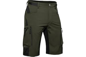 Hiauspor Męskie spodenki do roweru górskiego, rozciągliwe spodenki MTB szybkoschnące z kieszenią na zamek błyskawiczny