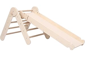 PUMBALOO Pikler Triángulo de Escalada - Plegable - Único Tobogán con Sistema de Fijación Patentado - 3 en 1 - Triángulo Evolutivo Seguro y Ecológico