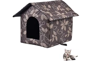 MUYYIKA Refugio plegable para gatos Oxford cálido de invierno, impermeable, casa de mascotas para perros, resistente al invierno, caseta para gatos al aire libre