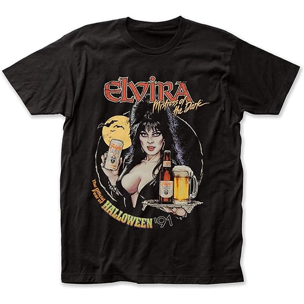 Elvira Mistress Of The Dark T-Shirt | Goth Men's Tee | 90s Horror Movie Vintage Design | 100% Cotton Black Shirt