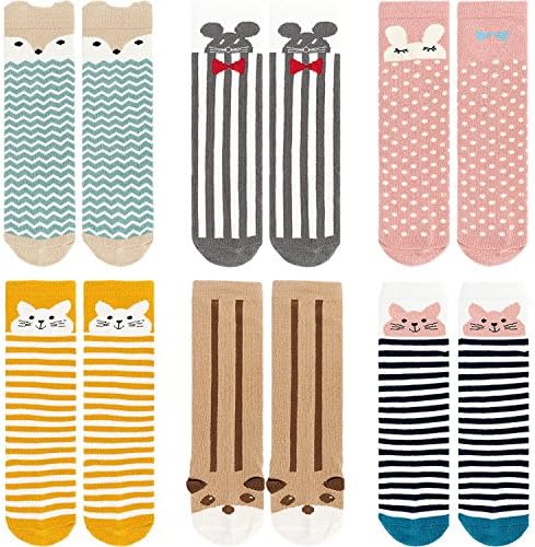 6 Pairs Knee High Socks Stockings Anti-slip Toddler Socks Baby Infants Socks Assorted Kids Socks Baby Socks Set