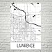 Produktbild Modern Map Art Lawrence Poster, Lawrence Kunstdruck, Lawrence Wall Art, Lawrence Karte 12" X 18"